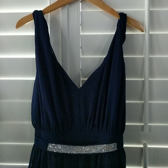 Navy Flowy Maxi Twist Strap Dress {HP} - Picture 2 of 4